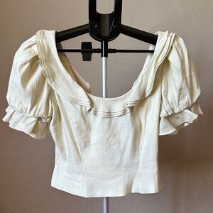 ANTONIO MELANI Cream Puff-Sleeve Square Neck Blouse